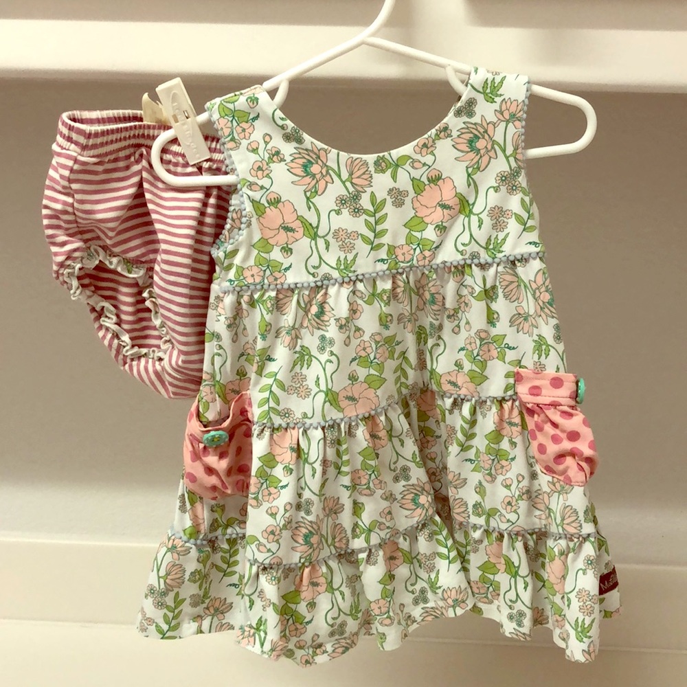 Matilda Jane dress and bloomers, size 12-18 mos